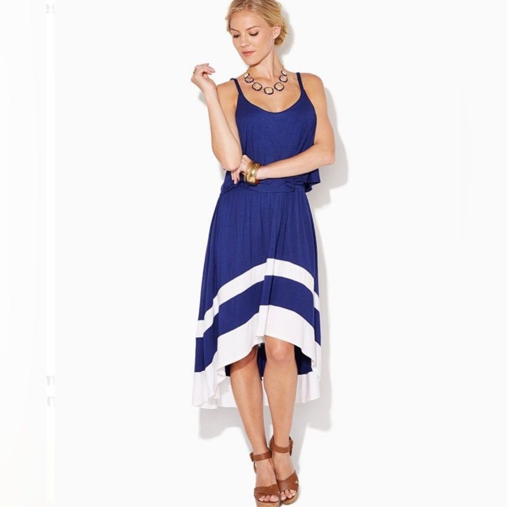 Navy and white nautical color block dress size small